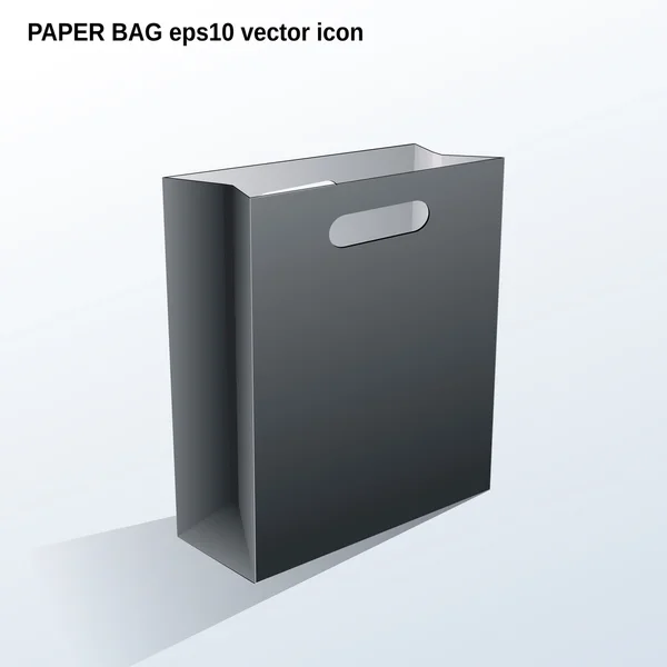 Gray shopping paper bag 3d vector icon — Stock Vector