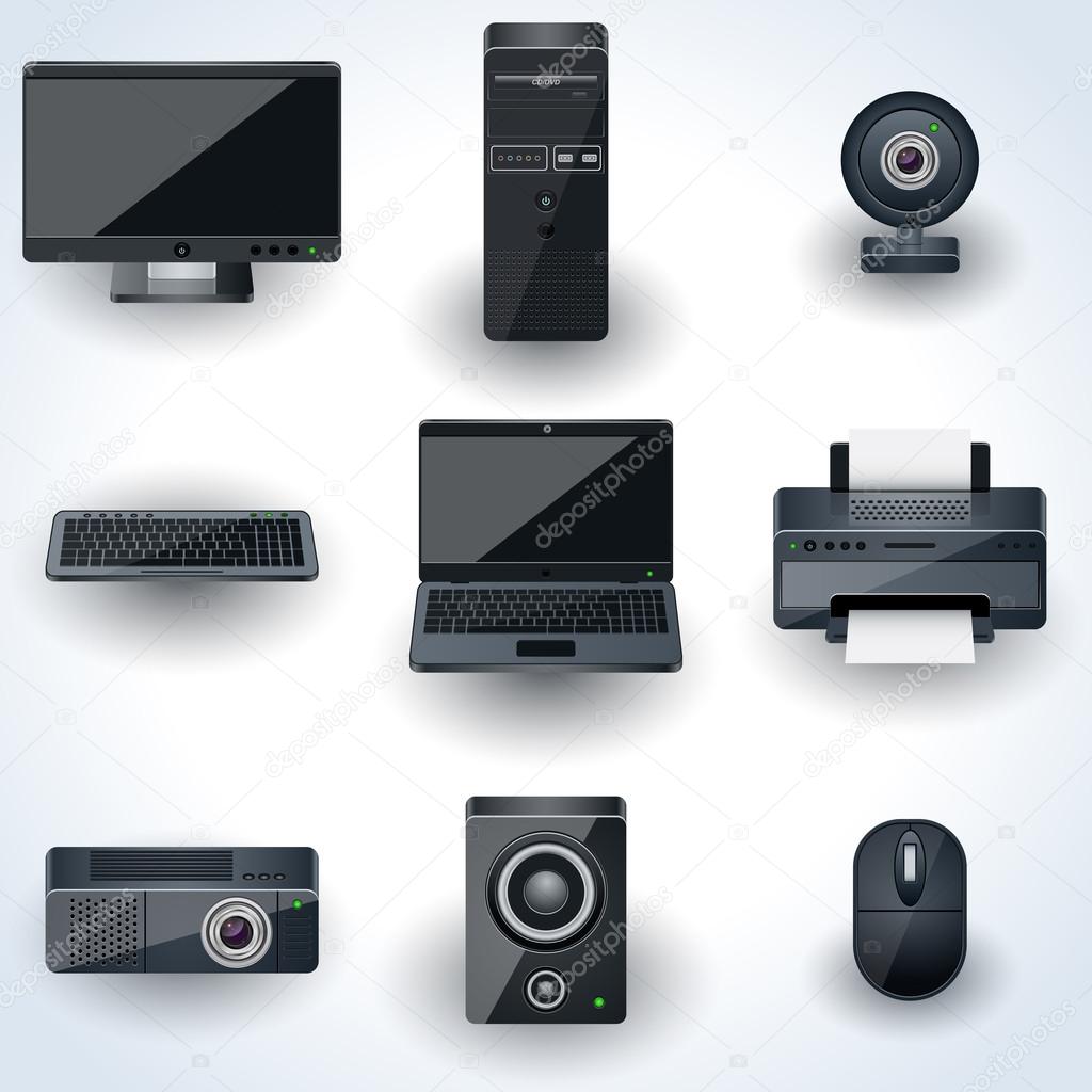 Computers and peripherals vector icons