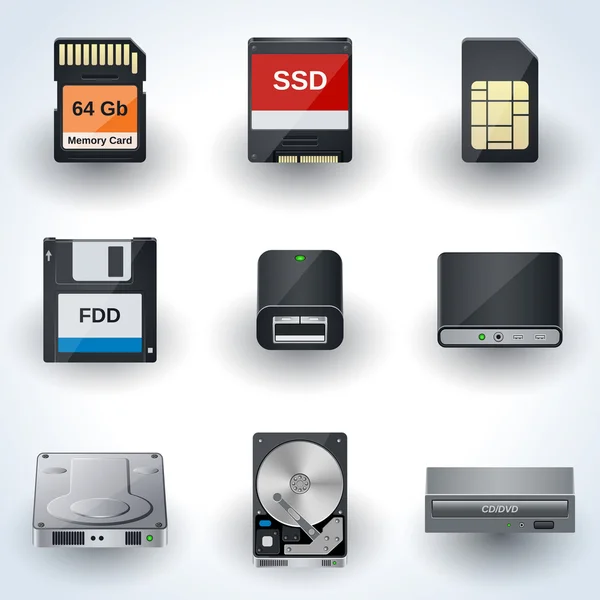 Icono de almacenamiento de datos colección vector — Archivo Imágenes Vectoriales