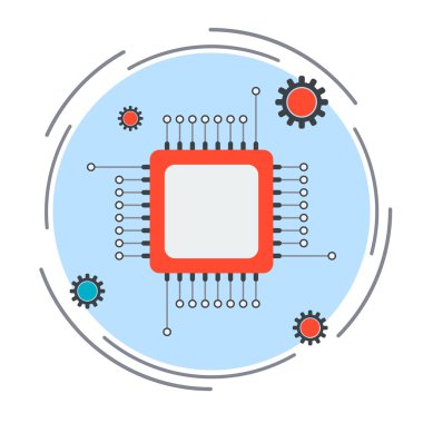 İşlemci düz tasarım stil vektör çizim