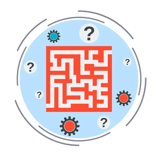 Oplossing zoeken, zakelijke strategie keuze, labyrint kaart concept — Stockvector