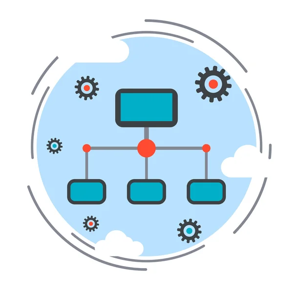 Computernetzwerk, Cloud Computing, Fernsteuerungskonzept — Stockvektor