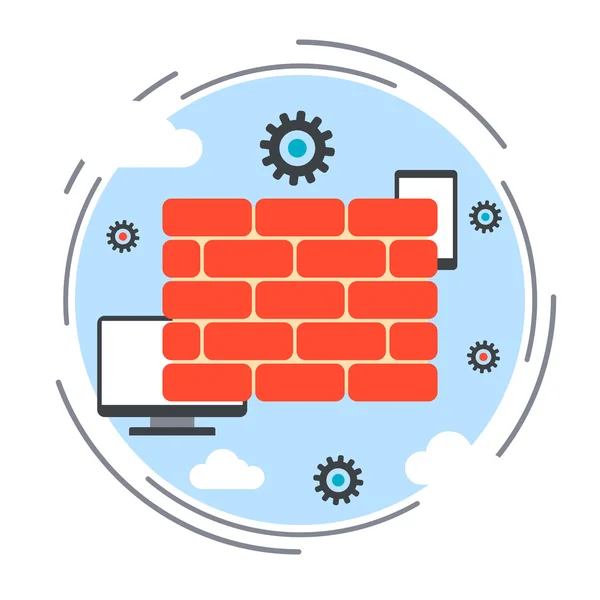 Seguridad informática, protección de datos, protección antivirus, concepto de vector de firewall — Archivo Imágenes Vectoriales