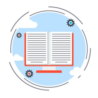 E-kitap, online kitap, elektronik okuyucu, uzaktan eğitim flvector kavramı