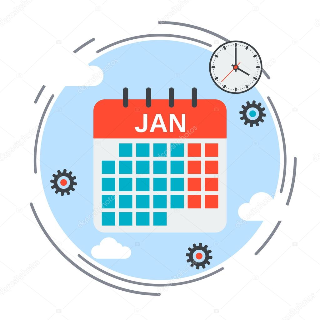 Calendar, time management, business planning flavector illustration