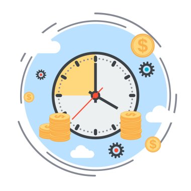 Time is money, time management, business planning flat design style vector concept