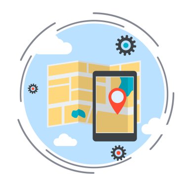 Konum Haritası, yol, Gps navigasyon hizmeti vektör çizim