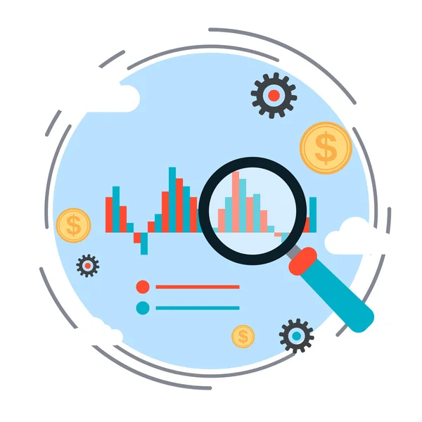 Statistiche finanziarie, analisi delle tendenze del mercato, concetto di business chart vector — Vettoriale Stock