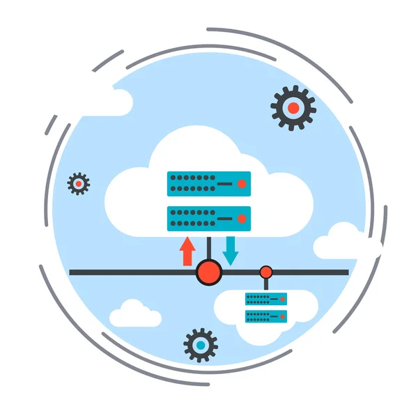 Computación en la nube, almacenamiento de datos, concepto de vector de control remoto — Archivo Imágenes Vectoriales