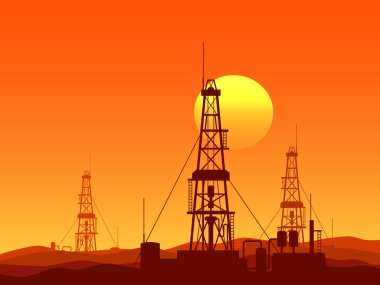 Oil and gas rigs vector illustration clipart