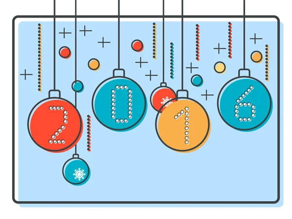 细线和平面设计风格圣诞和新年 2016 年矢量图 — 图库矢量图片