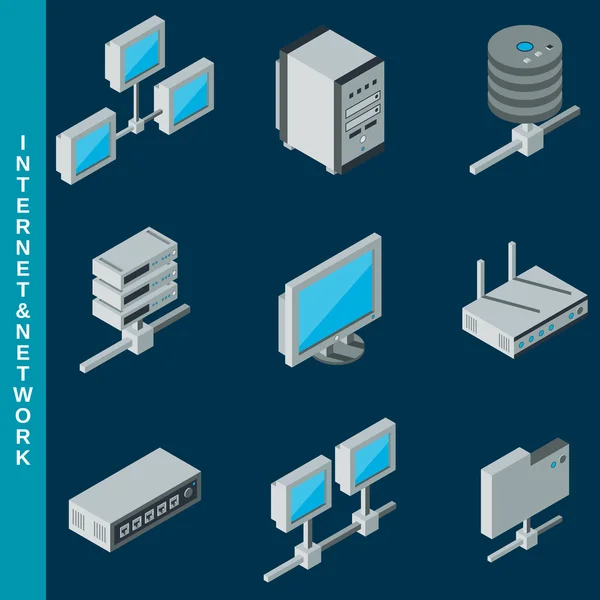 Internet and network equipment icons set — Stock Vector