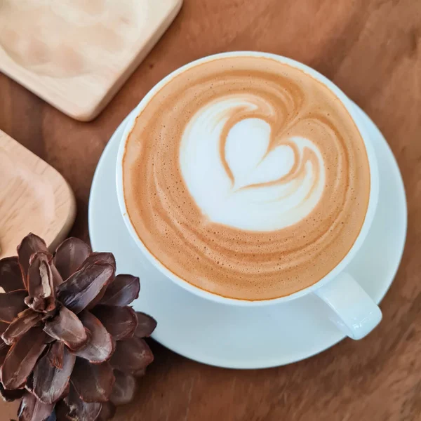 Café Quente Latte Com Delicioso Café Manhã — Fotografia de Stock