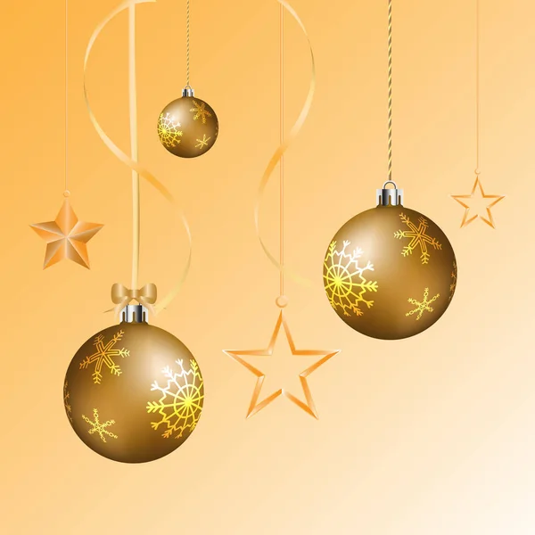 Bolas Navidad Estrella Brillante Colgando Fondo Navidad — Vector de stock