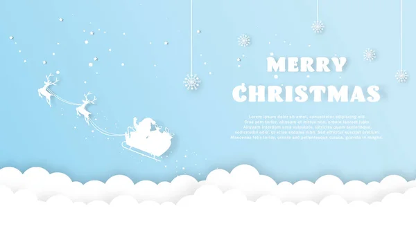 Noel süslemesi tebrik kartı şablonu Noel Baba kızağıyla.