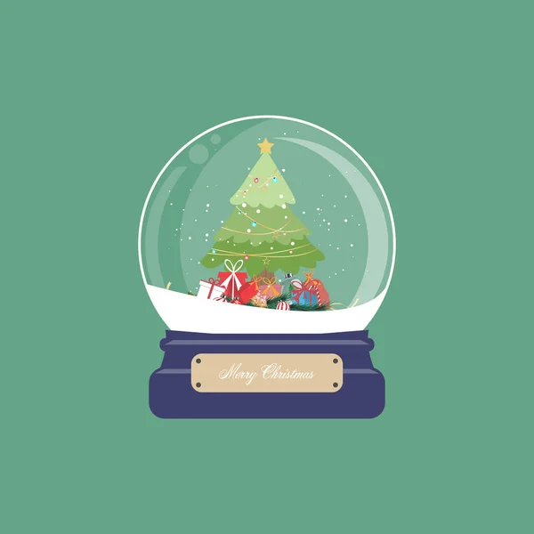 Merry Christmas Snow Globe Decoration Christmas — Stock Vector