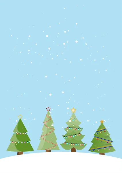 Feliz Navidad Tarjeta Felicitación Árbol Navidad Decoración Vacaciones Invierno — Vector de stock