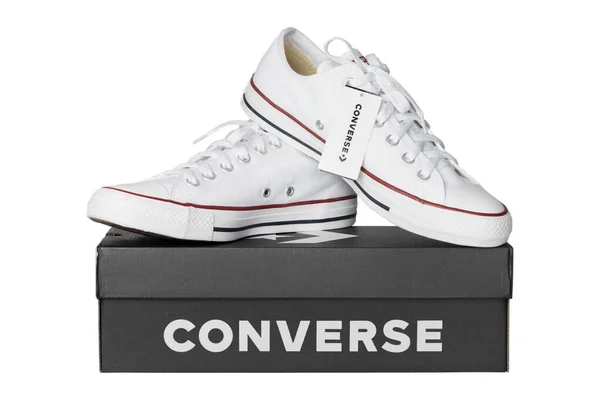 Bangkok Thailand Augusti 2020 White Converse Alla Stjärngymnastikskor Isolerade Vit — Stockfoto