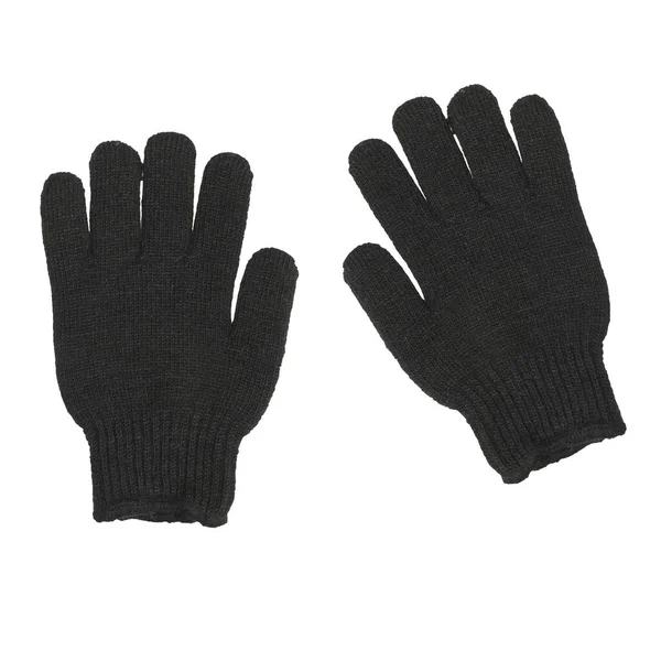 Gants Noirs Isolés Sur Fond Blanc — Photo