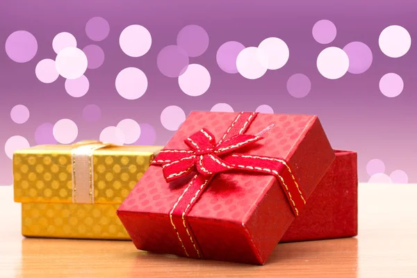 Set Gift Box Background Bokeh Christmas Background — Stock Photo, Image