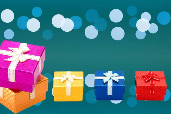 Set Gift Box Background Bokeh Christmas Background — Stock Photo, Image