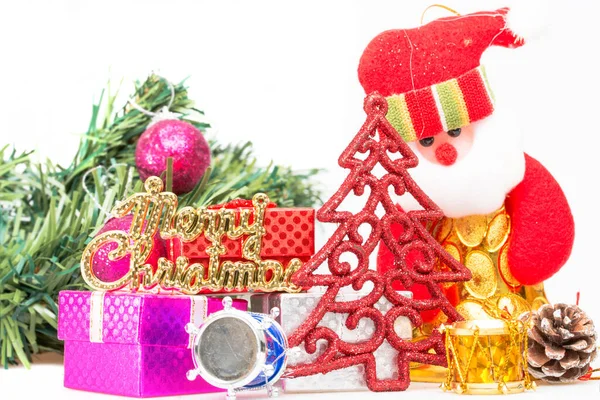 Weihnachten Hintergrund Mit Festlicher Dekoration Auf Weißem Hintergrund — Stockfoto