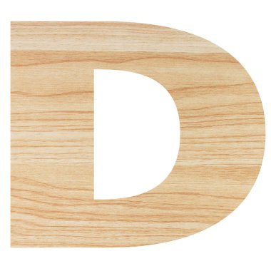 Ahşap desenli İngiliz alfabesi beyaz arkaplan kesme yolunda izole edildi