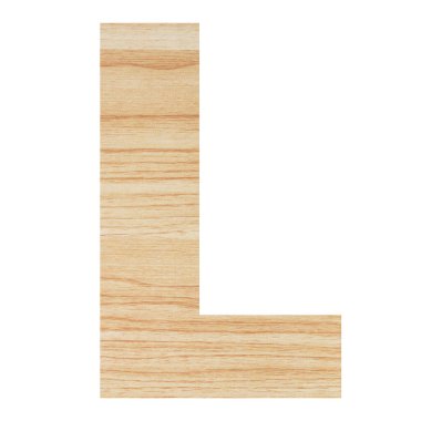 Ahşap desenli İngiliz alfabesi beyaz arkaplan kesme yolunda izole edildi