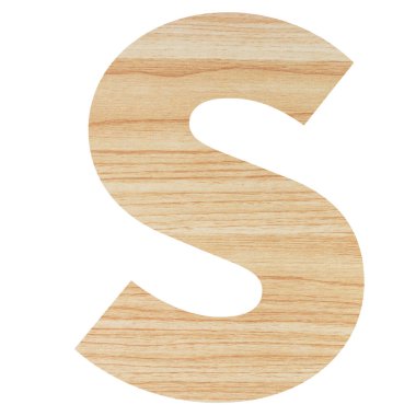 Ahşap desenli İngiliz alfabesi beyaz arkaplan kesme yolunda izole edildi