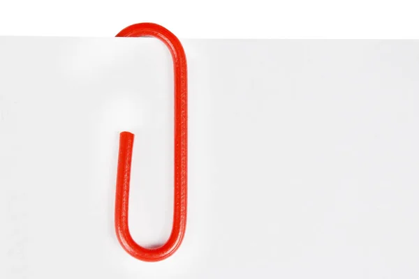 Red Paper Clip Paper Isolated White Background — Stock Photo, Image