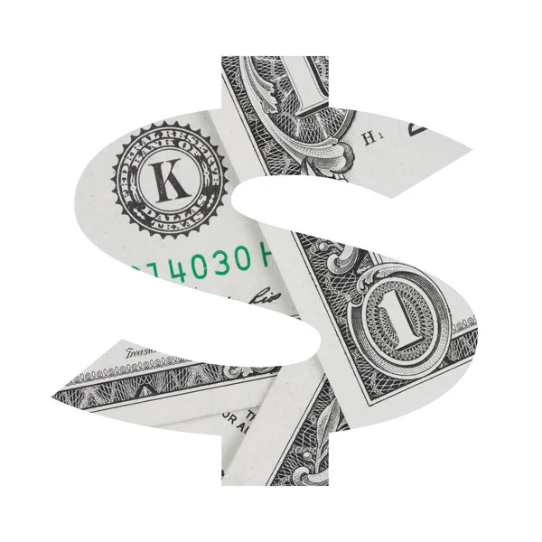 Знак Доллара Долларовой Купюры Алфавит Установлен Белом Фоне — стоковое фото