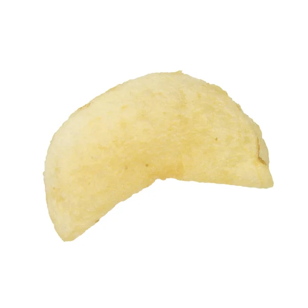 Enkele Aardappel Chip Geïsoleerd Witte Achtergrond — Stockfoto