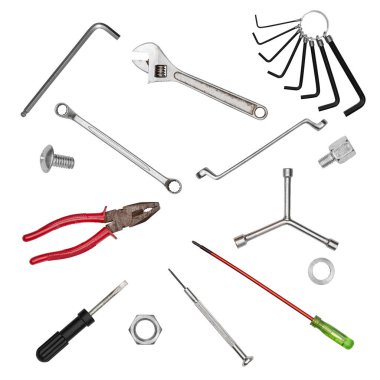 Beyaz arkaplanda izole edilmiş araç yapısı seti - kırpma yolları.