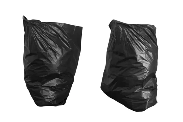 Schwarzer Müllsack Isoliert Auf Weißem Hintergrund Wege Schneiden — Stockfoto