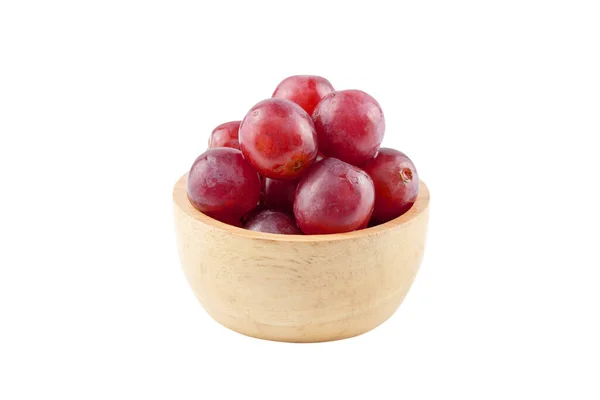 Dojrzałe Czerwone Winogrona Misce Izolowane Białym Tle Ścieżki Wycinania — Zdjęcie stockowe
