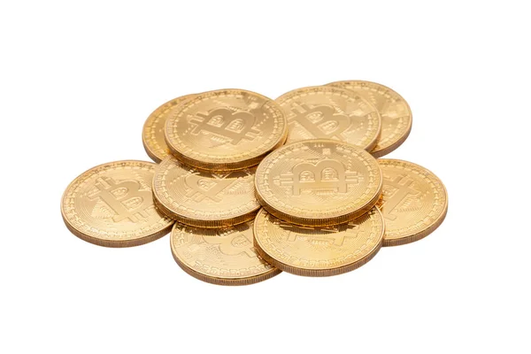 金ビットコイン 白い背景に隔離された暗号通貨 クリッピングパス — ストック写真