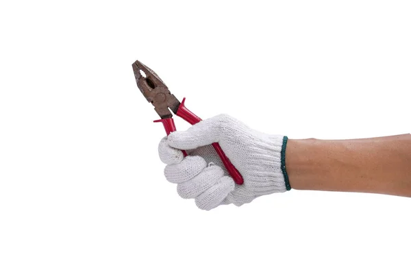 Werknemer Hand Tang Geïsoleerd Witte Achtergrond Clipping Paden — Stockfoto