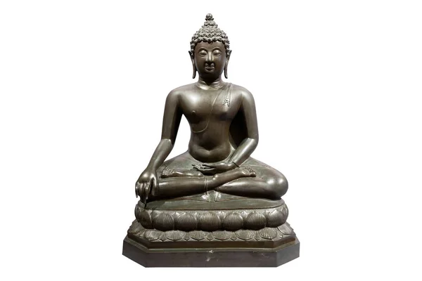 Buddha Staty Buddhismen Religion Isolerad Vit Bakgrund Klippning Vägar — Stockfoto