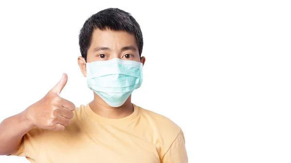 Close Young Male Wearing Protective Face Mask Isolated White Background — Stock Photo, Image