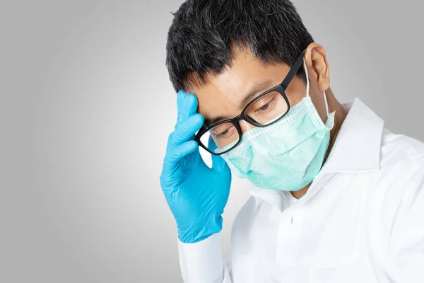 Young Asian Man Doctor Worried Problems Something — Stock Photo, Image