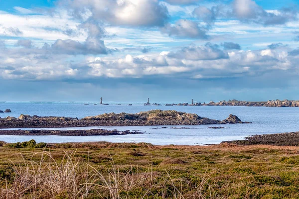Lighthouses Phare Nividic Rocky Coast Ushant Island France View Rocky — Stock Photo, Image