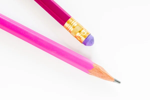 白い背景の上のピンクの鉛筆 — ストック写真