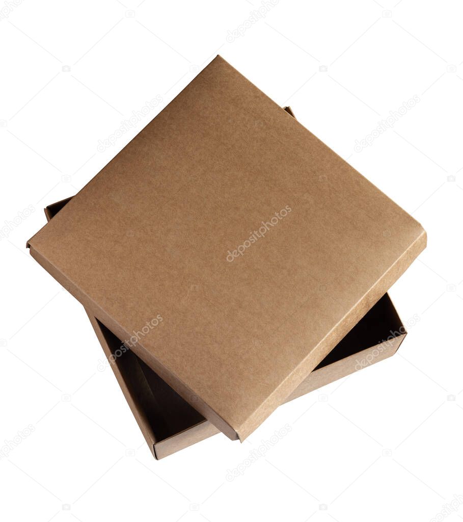 Open cardboard box isolated on white background