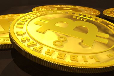Golden Bitcoins clipart