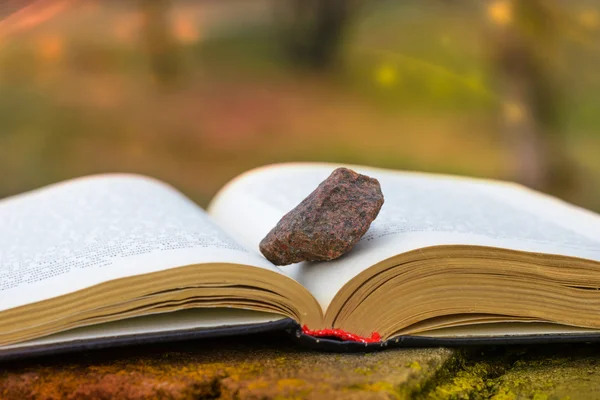 Pedra sobre um livro — Fotografia de Stock