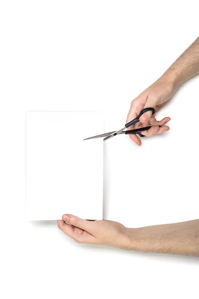 Papír, nůžky a ruční — Stock fotografie