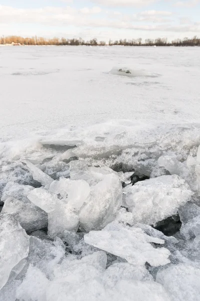 Detalhe Gelo Rio Dnieper Congelado Kiev Ucrânia — Fotografia de Stock