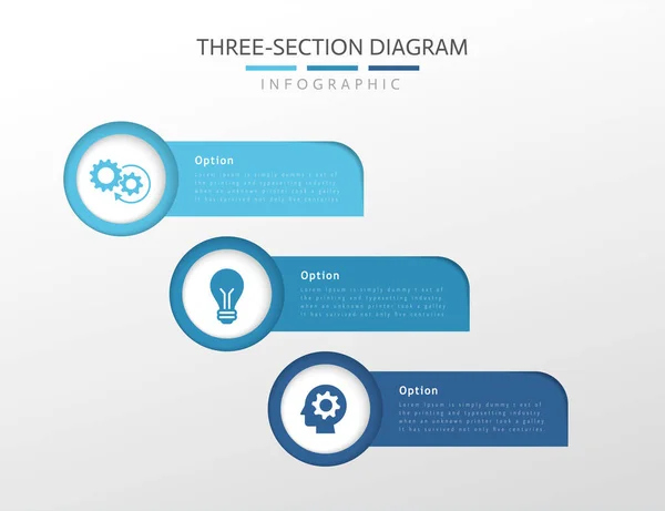 Infografías Del Diagrama Tres Secciones Que Representan Tres Etapas Del — Vector de stock