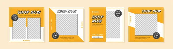 Retro Stijl Social Media Template Design Oranje Wit Met Een — Stockvector