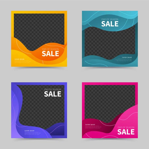 Abstract Design Template End Season Sale Set Editable Template Social — Stock Vector